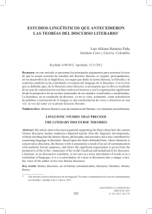 Estudios lingüísticos que antecedieron a las teorías del discurso literario - Ramírez Peña