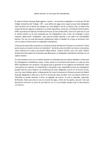 Salario mínimo, un desafío para los colombianos, mini ensayo