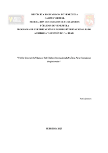 Visión General Del Manual Del Código Internacional De Ética Para Contadores Profesionale