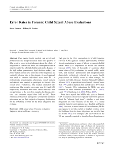 Error Rates in Forensic Child Sexual Abuse Evaluations