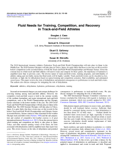 Fluid Needs for Training, Competition, and Recover