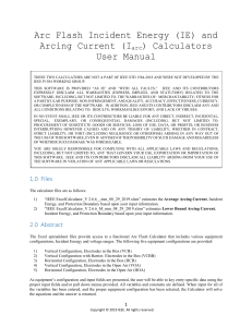 Arc Flash IE and Iarc Calculators User Manual