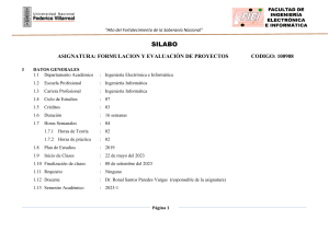 Formulacion y Evaluaciòn de Proyectos  Ronal Paredes 2023 I v10