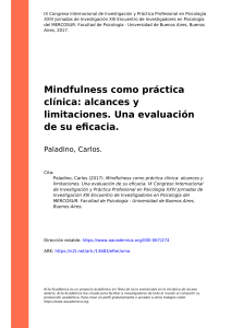 Paladino, Carlos (2017). Mindfulness como práctica clínica alcances y limitaciones. Una evaluación de su eficacia