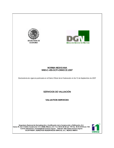 NMX-C-459-SCFI-ONNCCE-2007: Servicios de Valuaci&oacute;n
