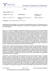 Tesis2025559 COMPENSACIÓN ECONÓMICA. EL REQUISITO CONSISTENTE EN QUE LA PERSONA QUE LA SOLICITE HAYA REALIZADO TRABAJO DEL HOGAR O DE CUIDADO NO VIOLA EL DERECHO A LA PROPIEDAD.