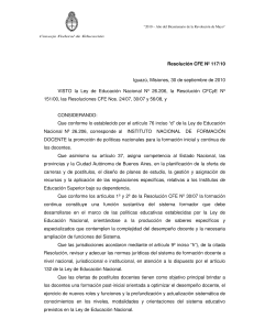 Resoluci&oacute;n CFE N&ordm; 117/10: Post&iacute;tulos Docentes en Argentina