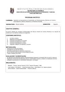 PROGRAMA SINTETICO ASIGNATURA Calculo Ve