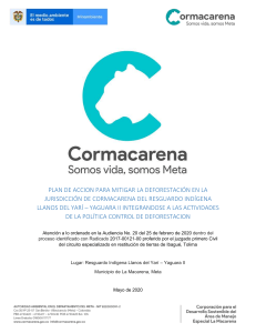 Plan Accion Yaguara II Llanos del Yarí CORMACARENA - POLÍTICA CONTROL DEFORESTACIÓN