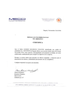 certificacion laboral Meco Chantre