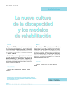 Cespedes, G (2005)  La nueva cultura de la discapacidad y los modelos de la rehabilitación