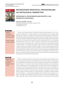 RECONCEIVING BIOETHICAL PROCEDURALISM- AN ONTOLOGICAL PERSPECTIVE 