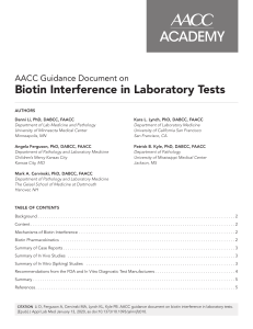 AACC Guidance Document on Biotin Interference in laboratory tests