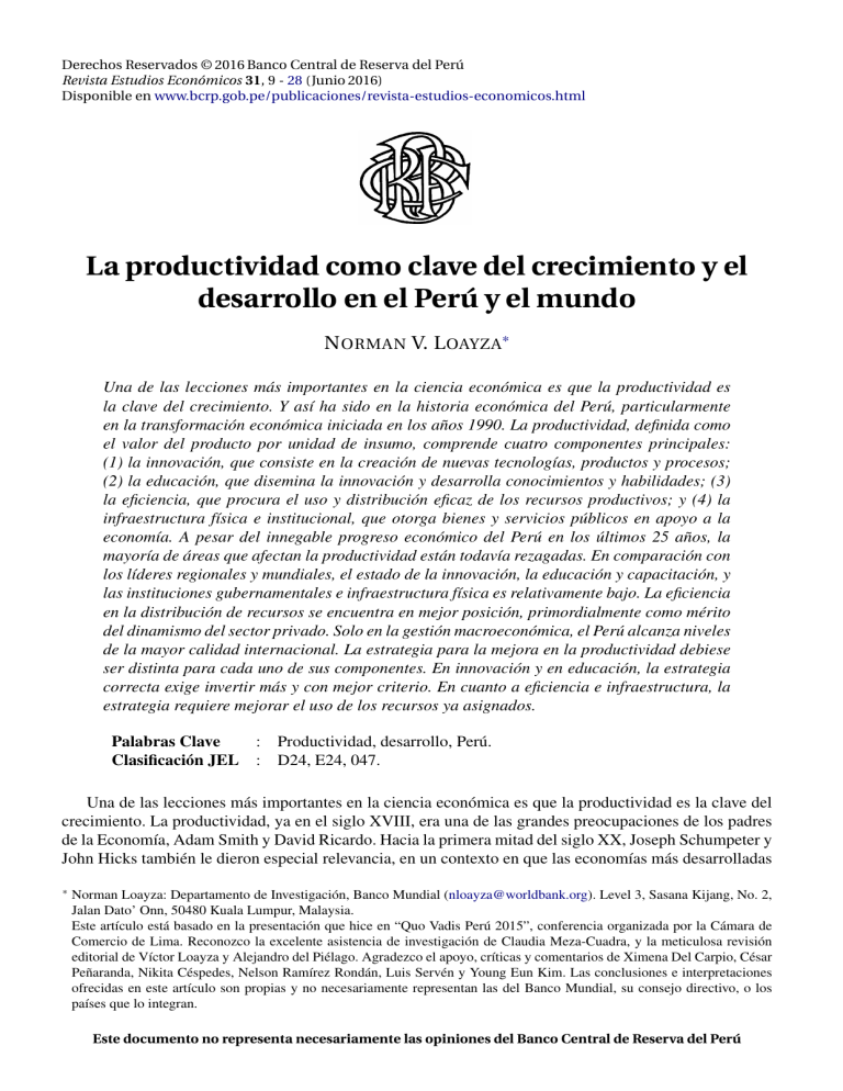 LECTURA 1 EXAMEN 2 La Productividad Como Clave Del Crecimie