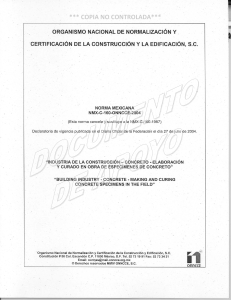 NMX-C-160-2004 Concreto-Elaboración y curado en obra de especímenes de concreto