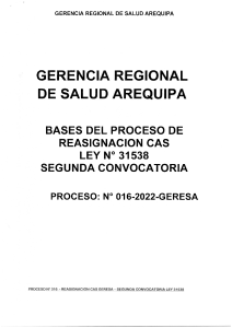 BASES DE PROCESO N° 016-2022 LEY 31538 - SEGUNDA CONVOCATORIA