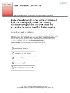 Study of acrylamide in coffee using an improved liquid chromatography mass spectrometry method Investigation of colour changes and acrylamide