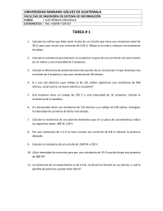 Tarea de Electr&oacute;nica Anal&oacute;gica: Problemas de la Ley de Ohm