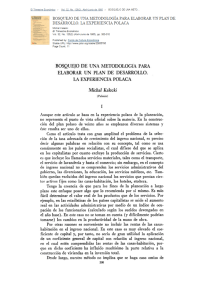 2. Kalecki - BOSQUEJO DE UNA METODOLOGÍA PARA ELABORAR UN PLAN DE DESARROLLO. LA EXPERIENCIA POLACA