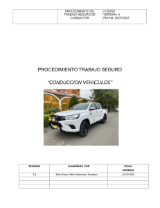 Procedimiento de Trabajo Seguro: Conducci&oacute;n de Veh&iacute;culos