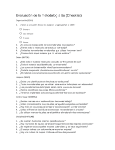 Evaluación de la metodología 5s (Checklist)