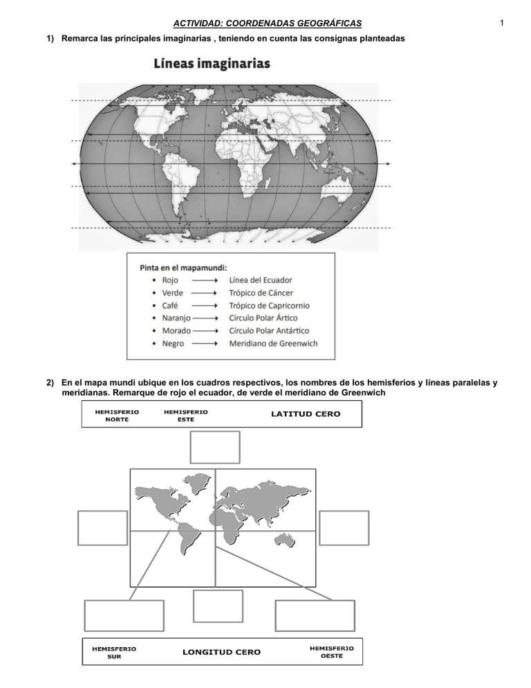 Actividad Paralelo Meridianos Coordenadas Geograficas 6798