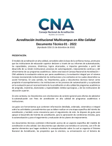 Acreditaci&oacute;n Multicampus en Colombia: Documento T&eacute;cnico CNA