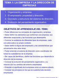 TEMA 1 LA EMPRESA Y LA DIRECCIÓN DE EMPRESAS