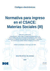 BOE-436 Normativa para ingreso en el CSACE Materias Sociales III