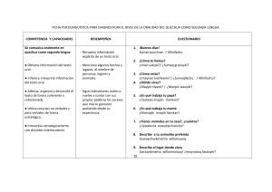 FICHA PSICOLINGÜÍSTICA PARA DIAGNOSTICAR EL NIVEL DE LA ORALIDAD DEL QUECHUA COMO SEGUNDA LENGUA