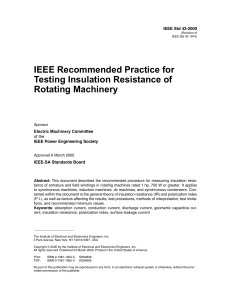 IEEE Std. 43-2000 Recommended Practice for Testing Insulation Resistance of Rotation Machinery