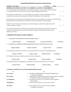 Evaluacion de 1ro de sec. Cuidado del medio ambiente