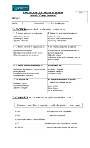 EVALUACION DE CIENCIAS cueerpo humano