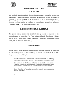 Resolución N° 4737 de 2023 - 05 de julio - Procedimiento de infomes y gastos de ingresos y gastos de campaña