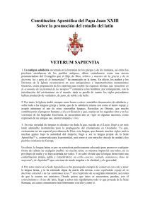 Constitucion Apostolica del Papa Juan XXIII Veterum Sapientia