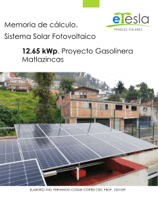 Memoria de Calculo.SFV 12.65 kWp, Gasolinera Matlazincas