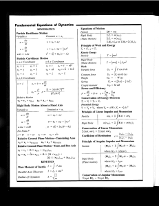 Dynamics Formula Sheet