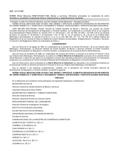 NOM-130-SSA1-1995, Bienes y servicios. Alimentos envasados en recipientes de cierre hermético y sometidos a tratamiento térmico. Disposiciones y especificaciones sanitarias