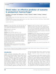 Shock index an effective predictor of outcome in postpartum haemorrahage