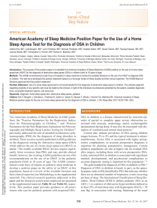 American Academy of Sleep Medicine Position Paper for the Use of a Home Sleep Apnea Test for the Diagnosis of OSA in Children