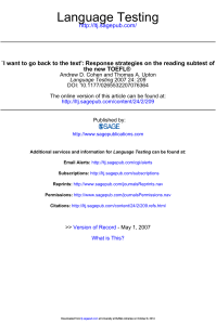 [Language Testing 2007-apr vol. 24 iss. 2] Cohen, A. D.  Upton, T. A. - `I want to go back to the text'  Response strategies on the reading subtest of the new TOEFL(R) (2007) [10.1177 0265532207076364] - libgen.li