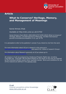WHAT TO CONSERVE Heritage Memory and Man