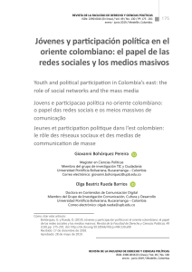 Jóvenes y participación política en el oriente colombiano el papel de las redes sociales y los medios masivos
