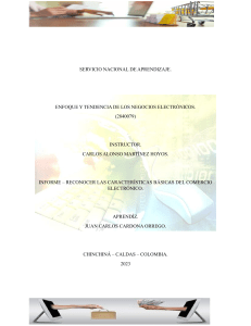 Evidencia de producto. Informe. Reconocer las características básicas del comercio electrónico.