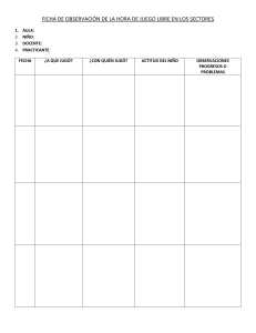 FICHA DE OBSERVACIÓN DE LA HORA DE JUEGO LIBRE EN LOS SECTORES