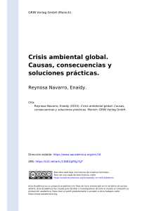 Reynosa Navarro, Enaidy (2015). Crisis ambiental global. Causas, consecuencias y soluciones prácticas