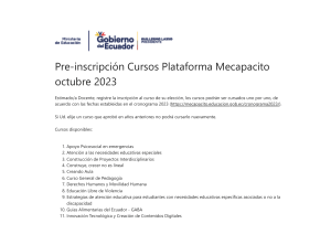 Pre-inscripción Cursos Plataforma Mecapacito octubre 2023