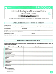 Batería de Evaluación Neuropsicológica para Preescolares protocolo