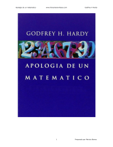 Apología de un matematico - Godfrey H Hardy.