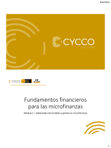 Fundamentos financieros para las microfinanzas